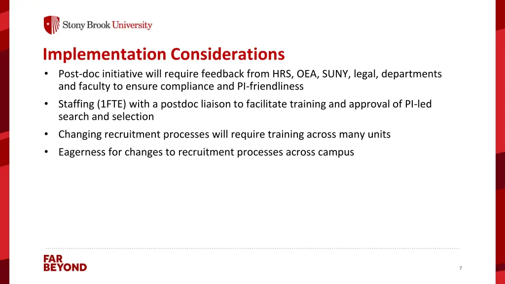 implementation considerations post doc initiative