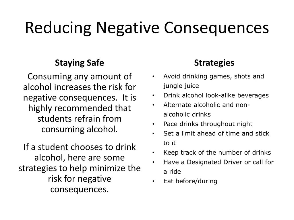 reducing negative consequences