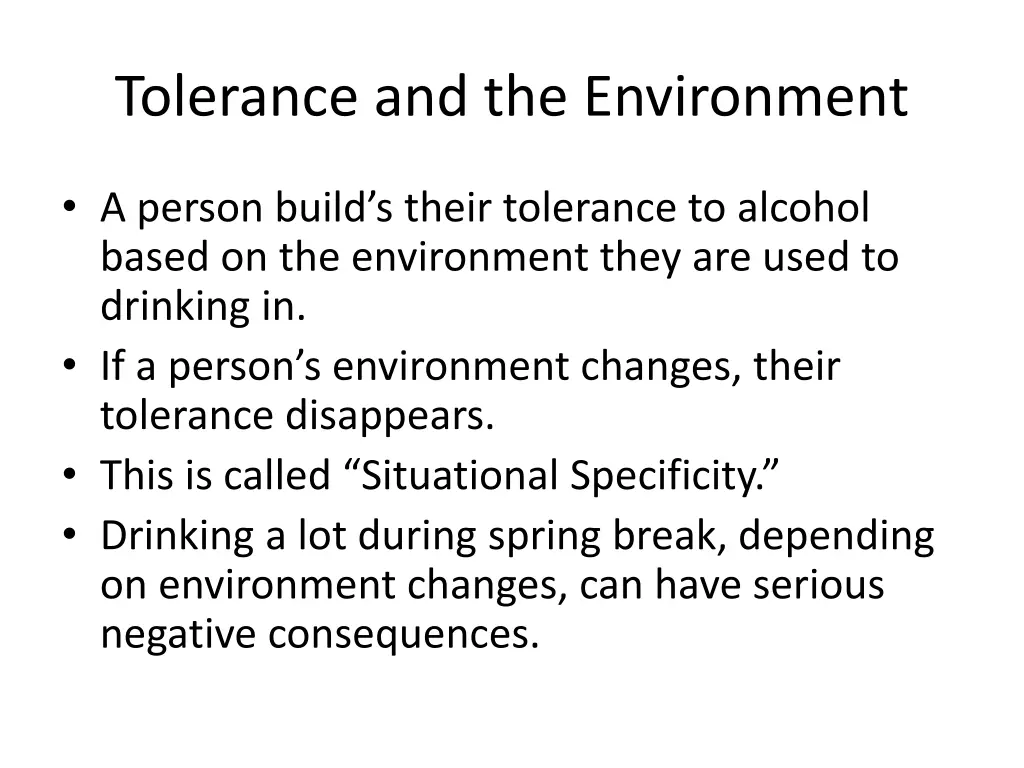 tolerance and the environment