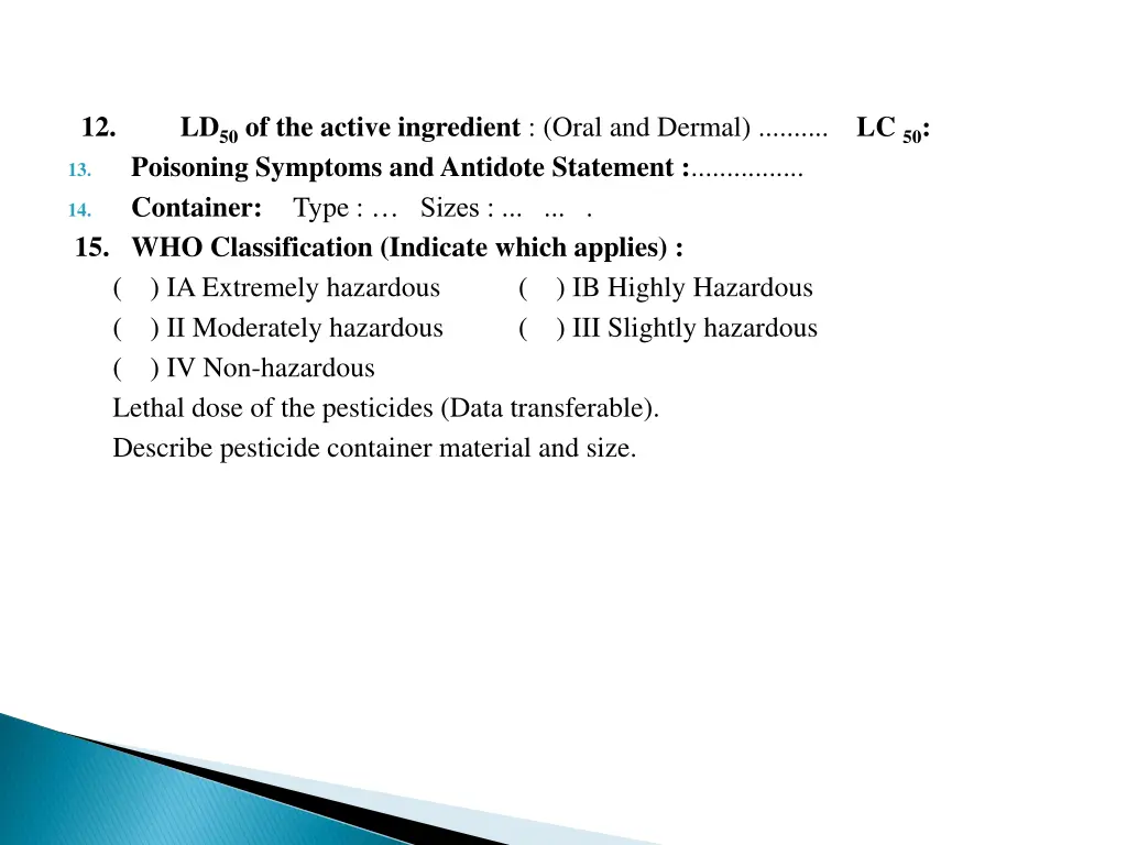 ld 50 of the active ingredient oral and dermal