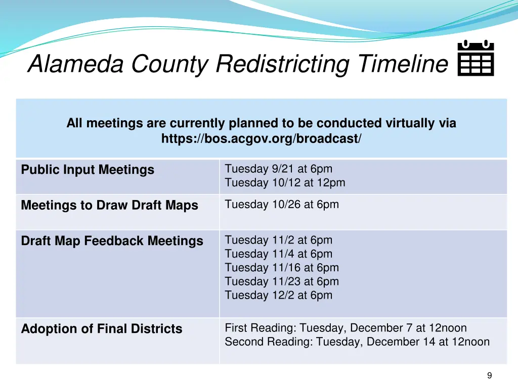 alameda county redistricting timeline 1