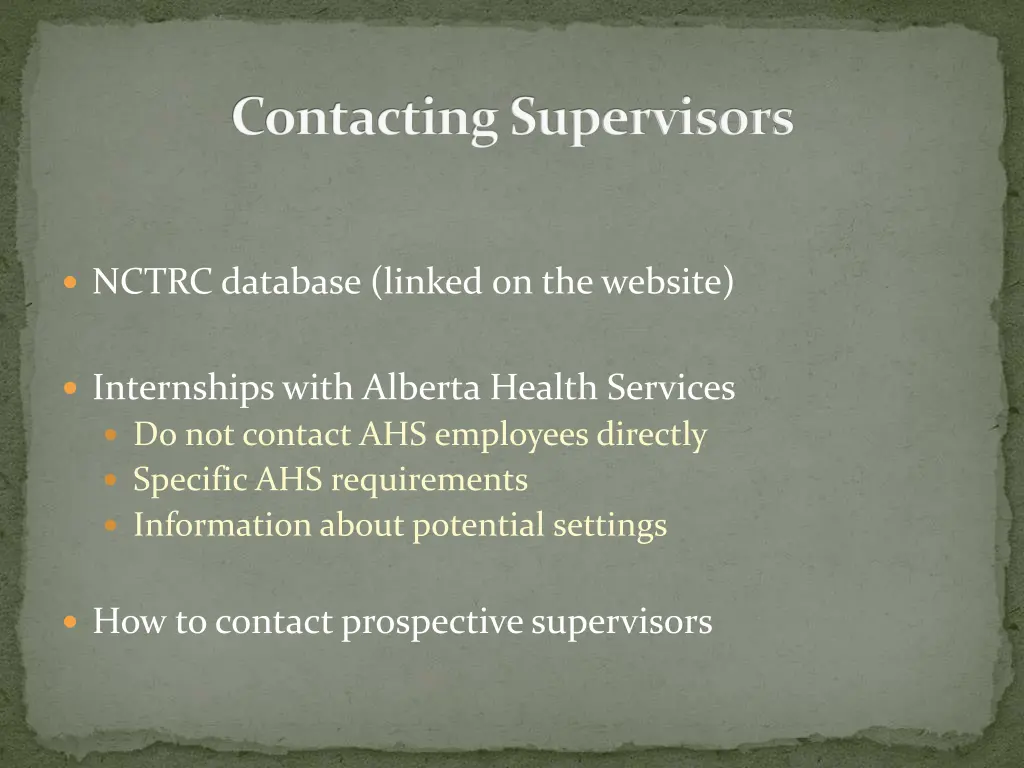 contacting supervisors