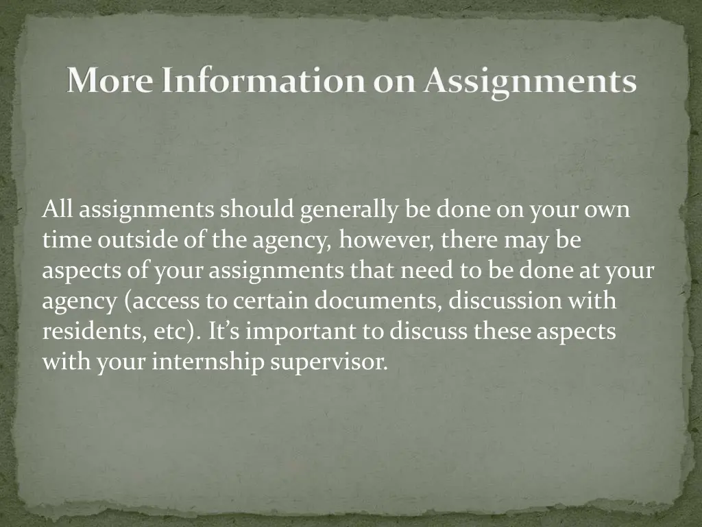 more information on assignments