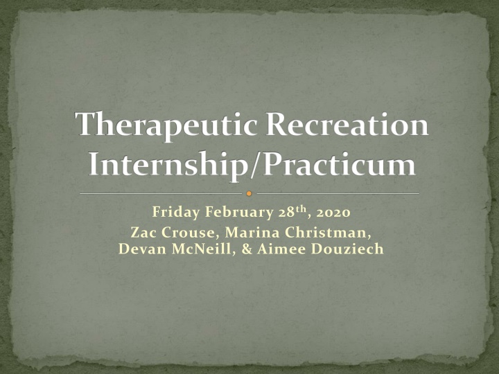 therapeutic recreation internship practicum