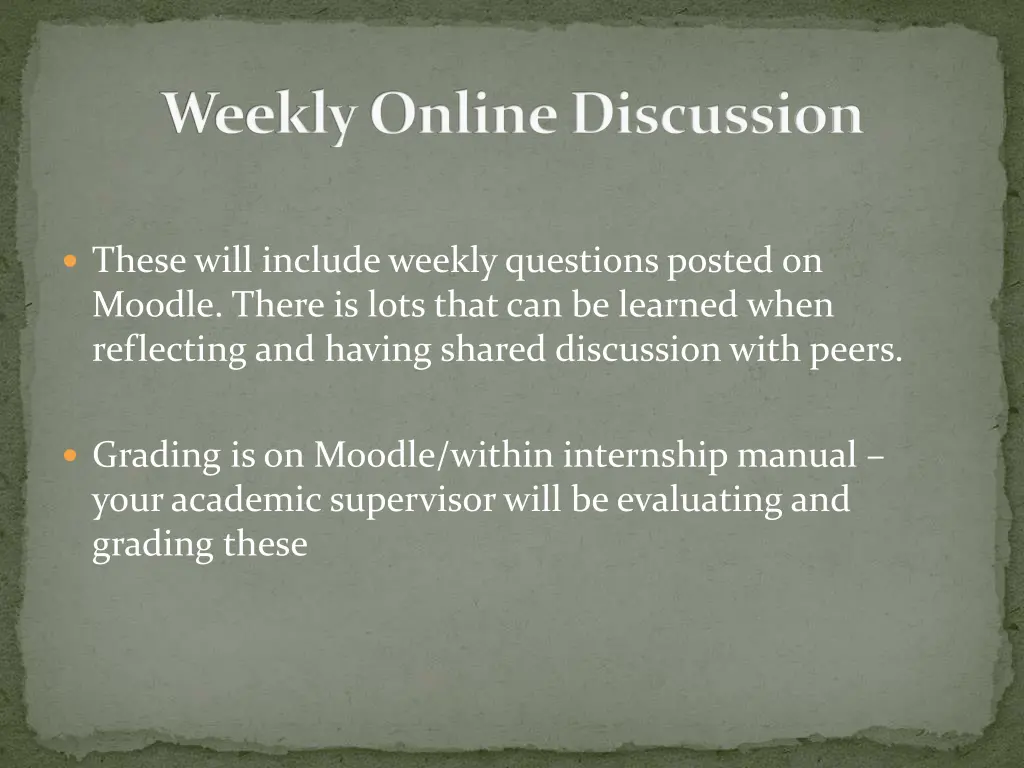 weekly online discussion