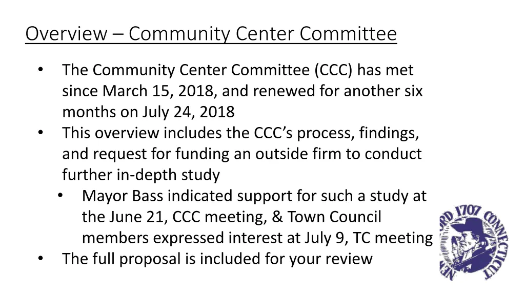 overview community center committee