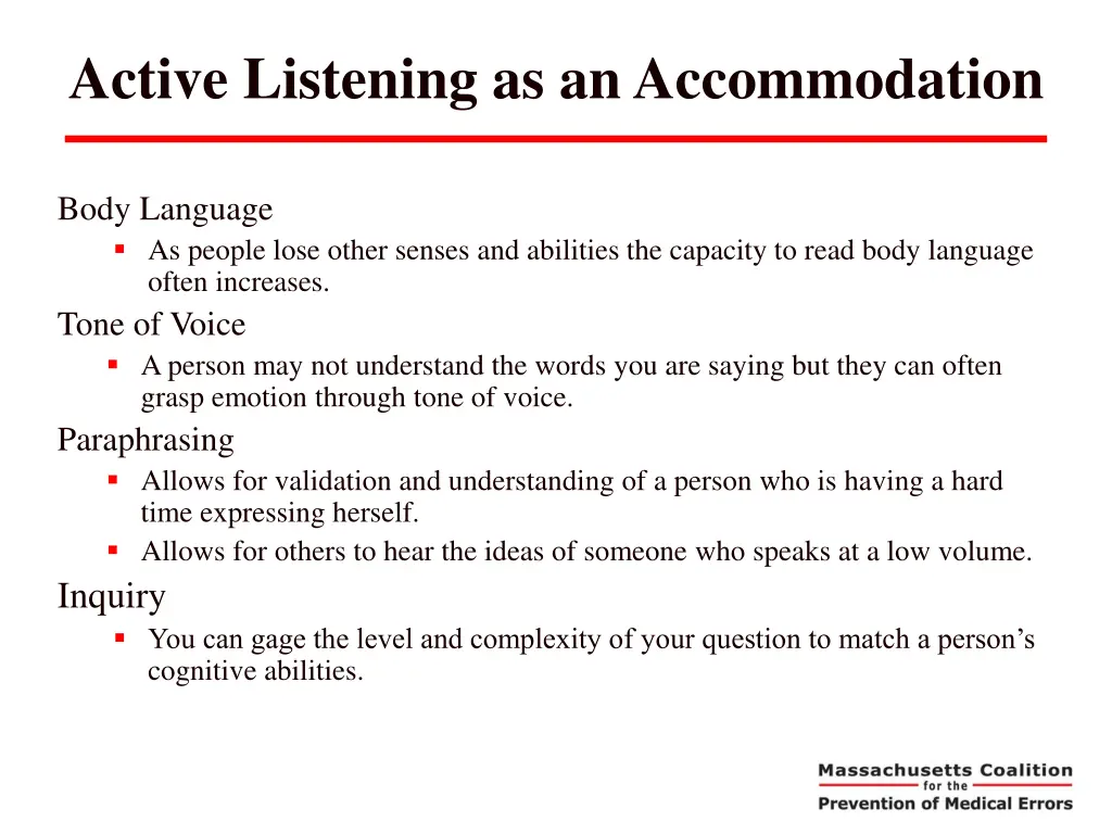 active listening as an accommodation