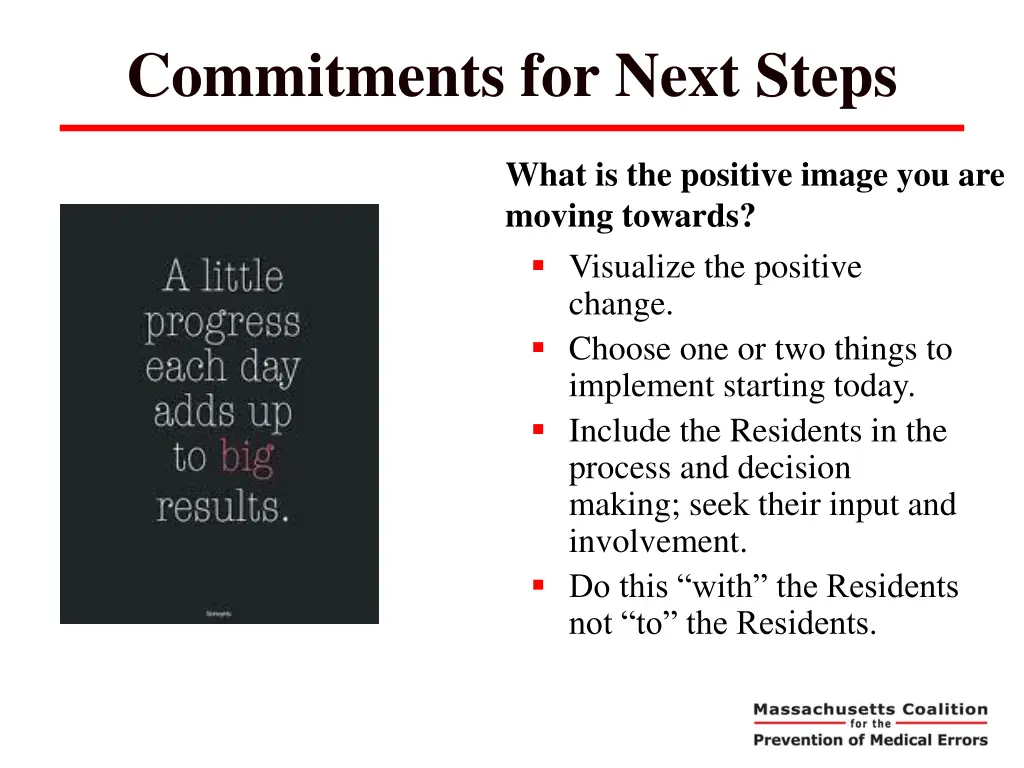 commitments for next steps