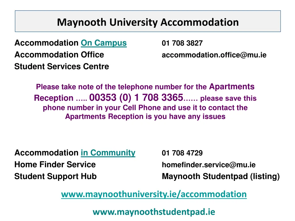 maynooth university accommodation