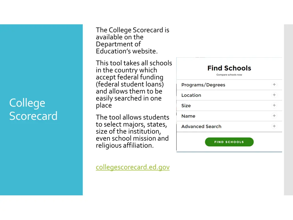 the college scorecard is available