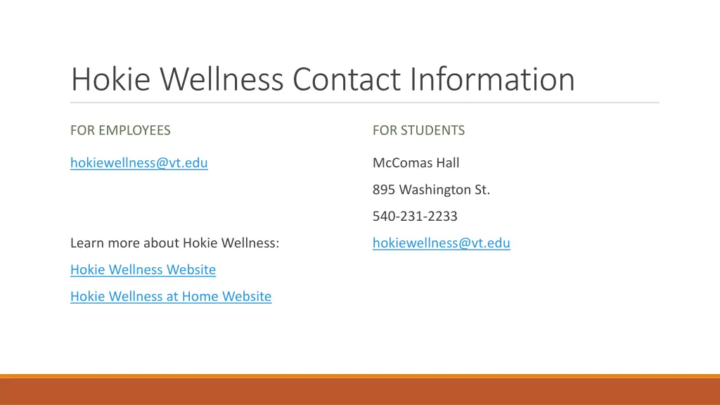 hokie wellness contact information