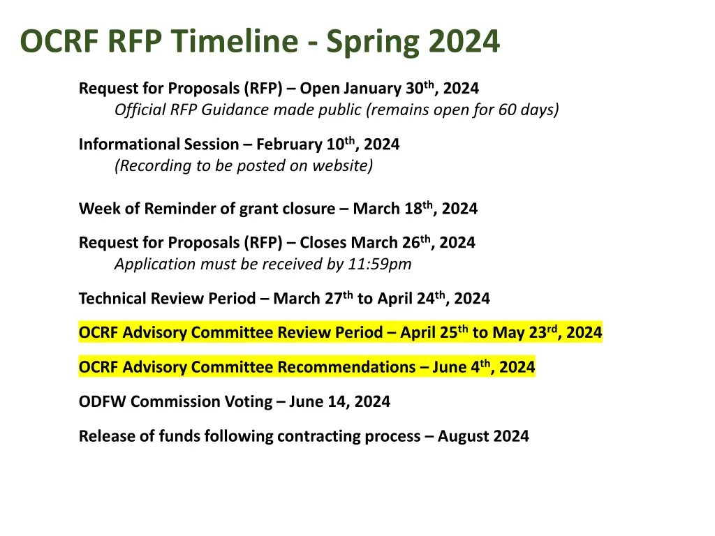 ocrf rfp timeline spring 2024