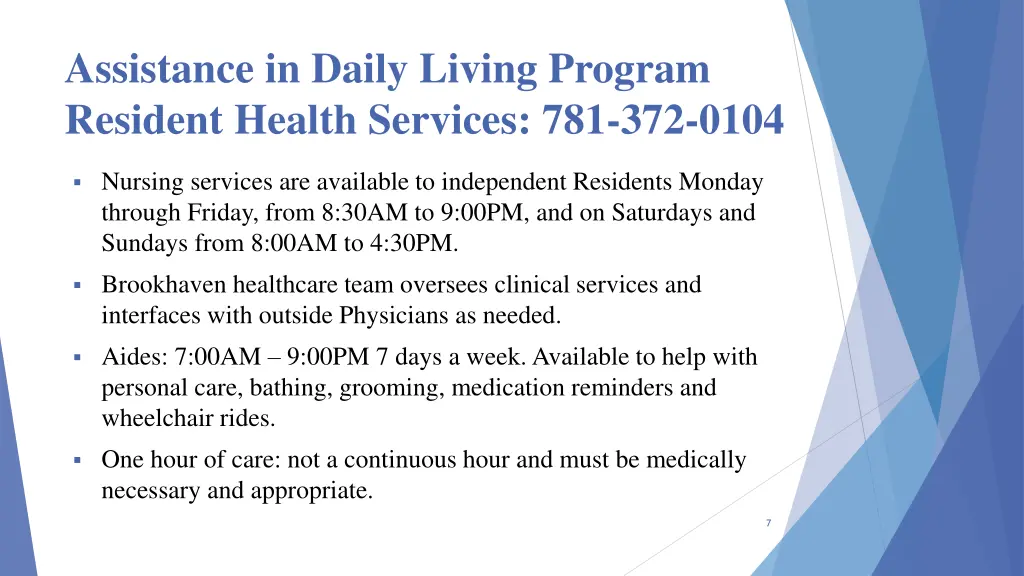 assistance in daily living program resident