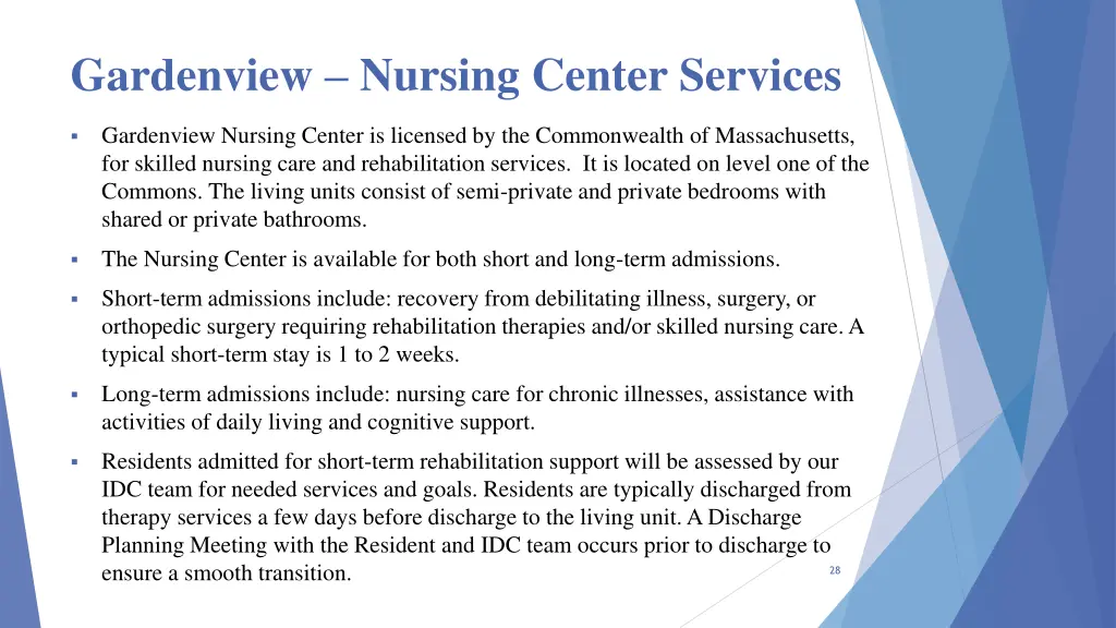 gardenview nursing center services