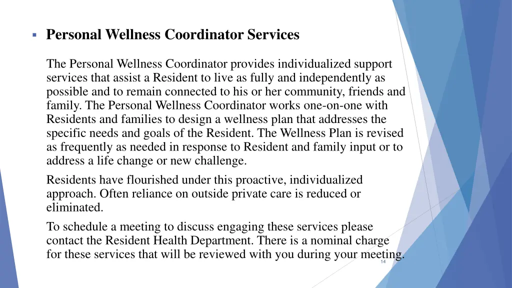 personal wellness coordinator services