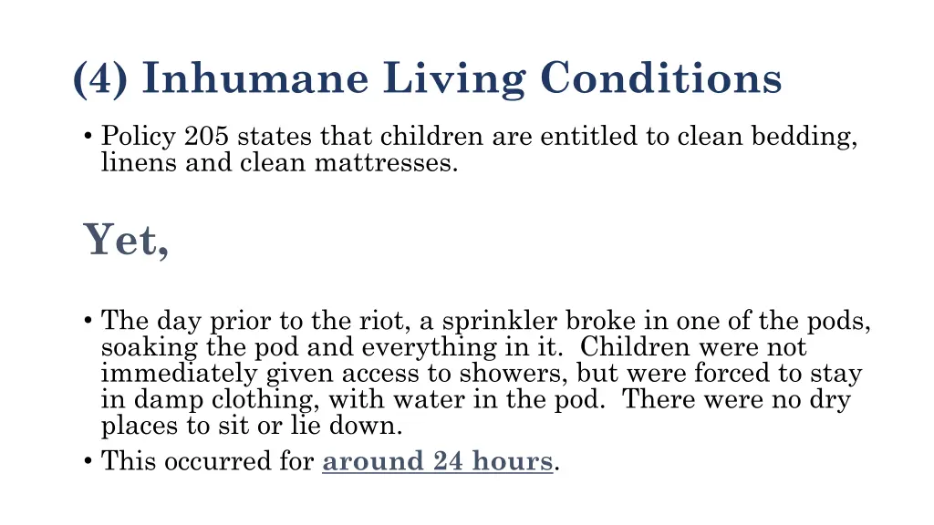 4 inhumane living conditions