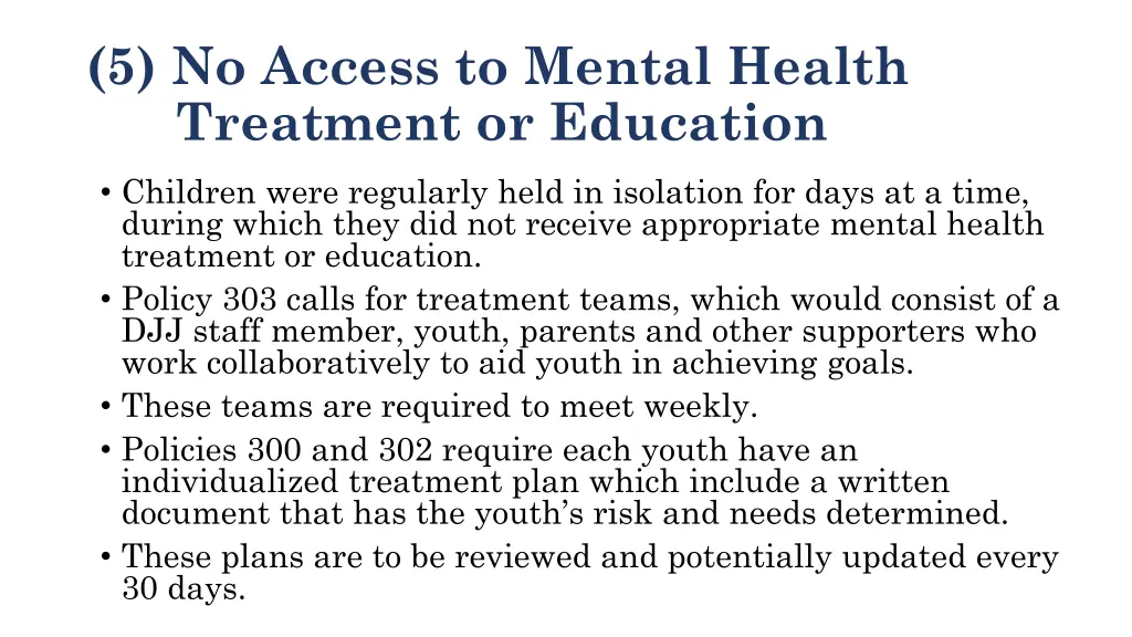 5 no access to mental health treatment