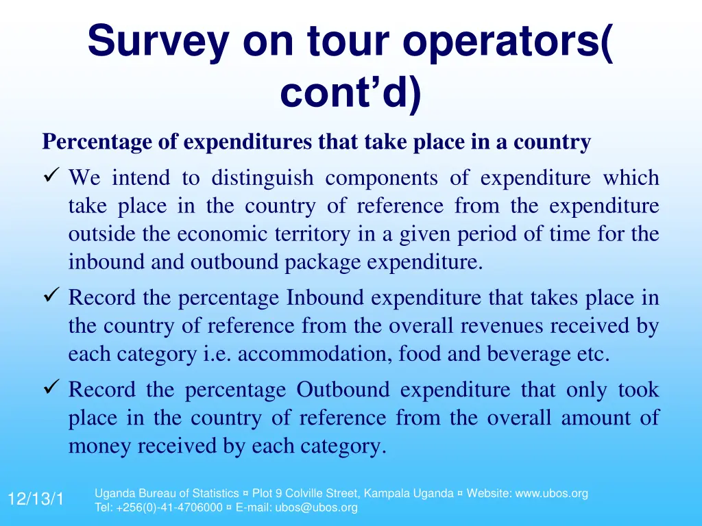 survey on tour operators cont d percentage