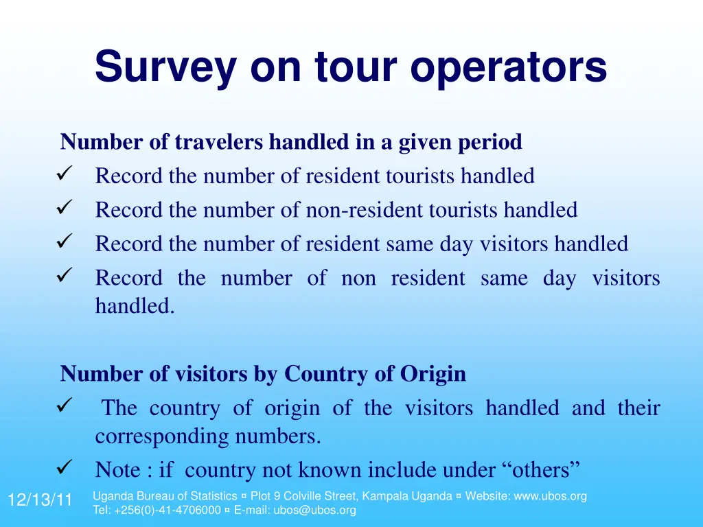 survey on tour operators