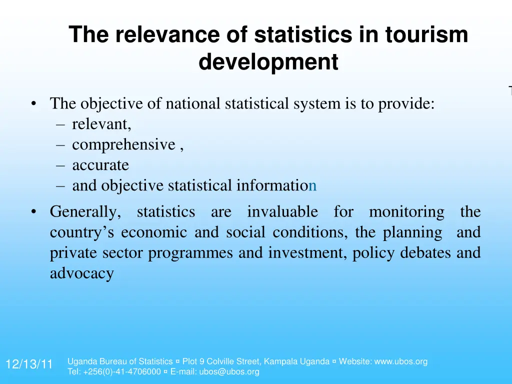 the relevance of statistics in tourism development