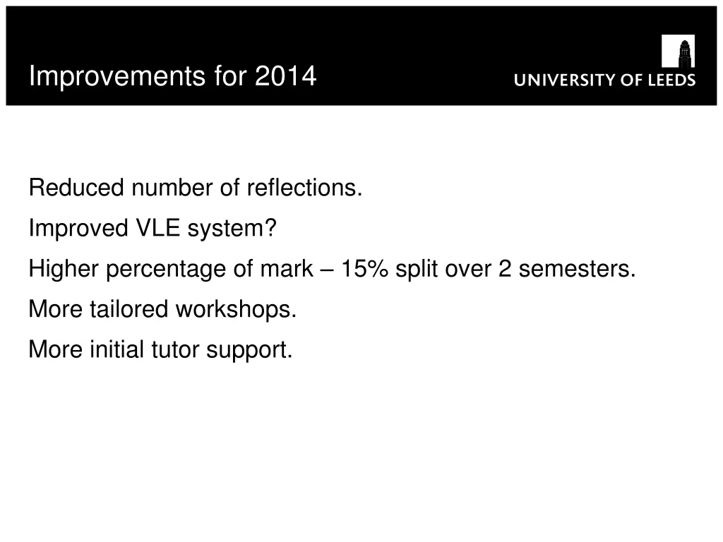 improvements for 2014