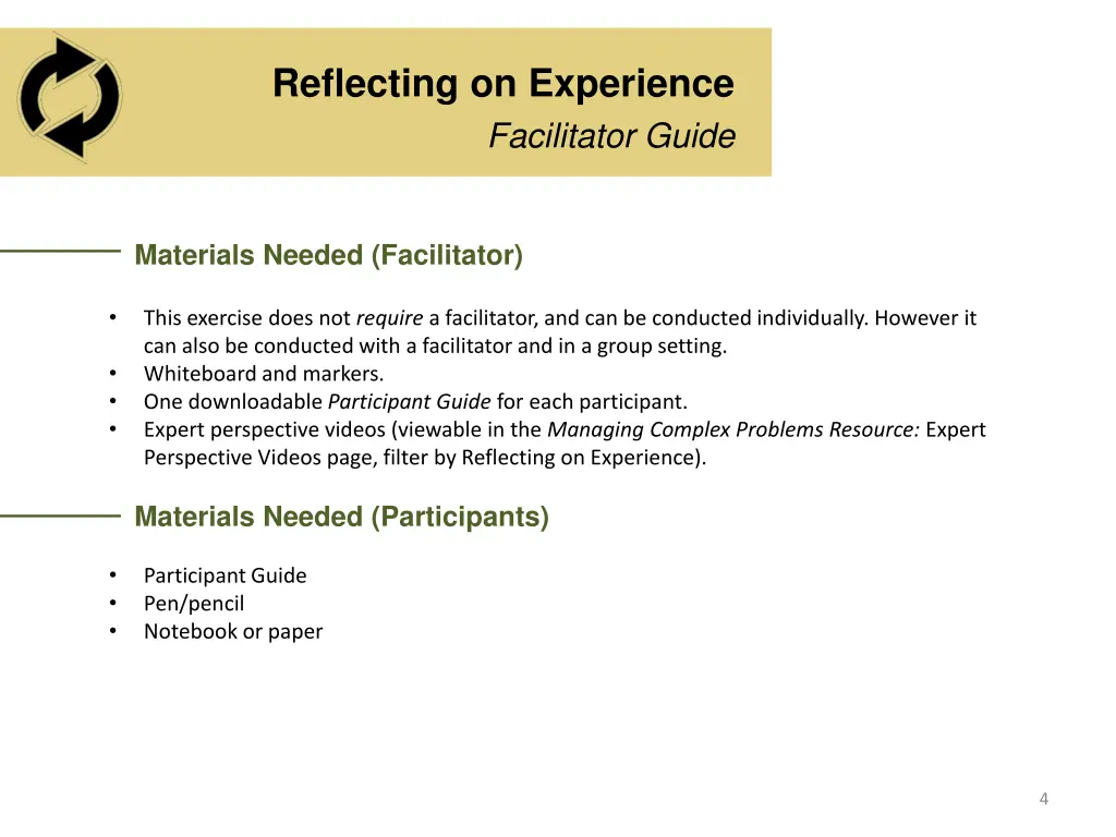 reflecting on experience facilitator guide 2