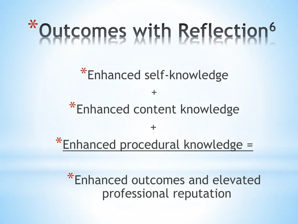 outcomes with reflection 6