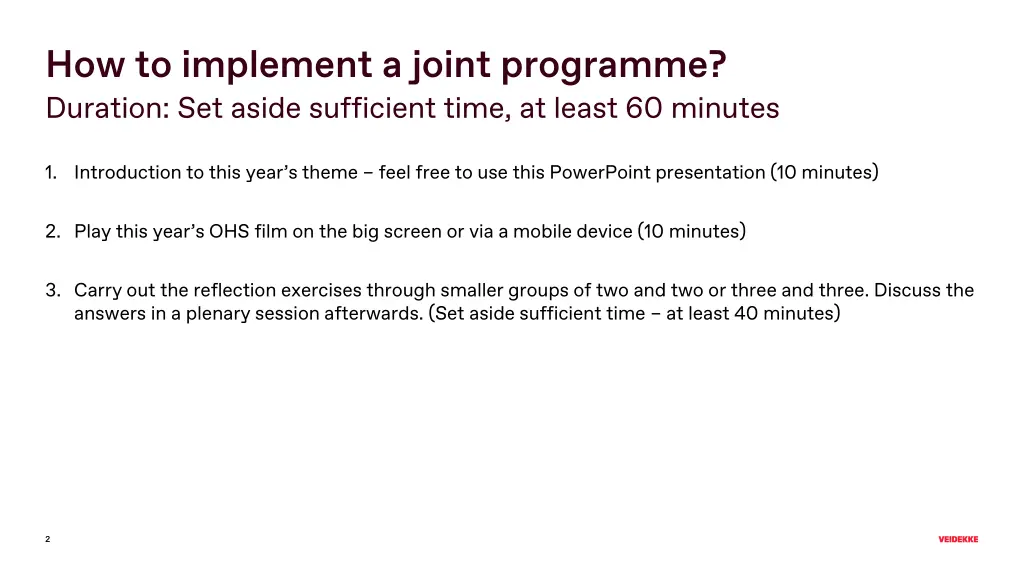 how to implement a joint programme duration