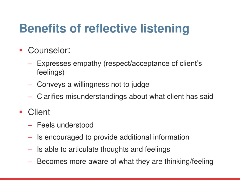 benefits of reflective listening