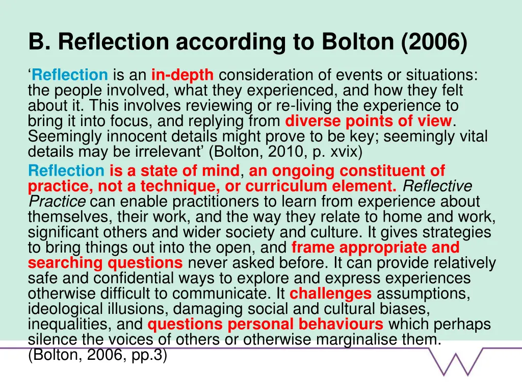 b reflection according to bolton 2006