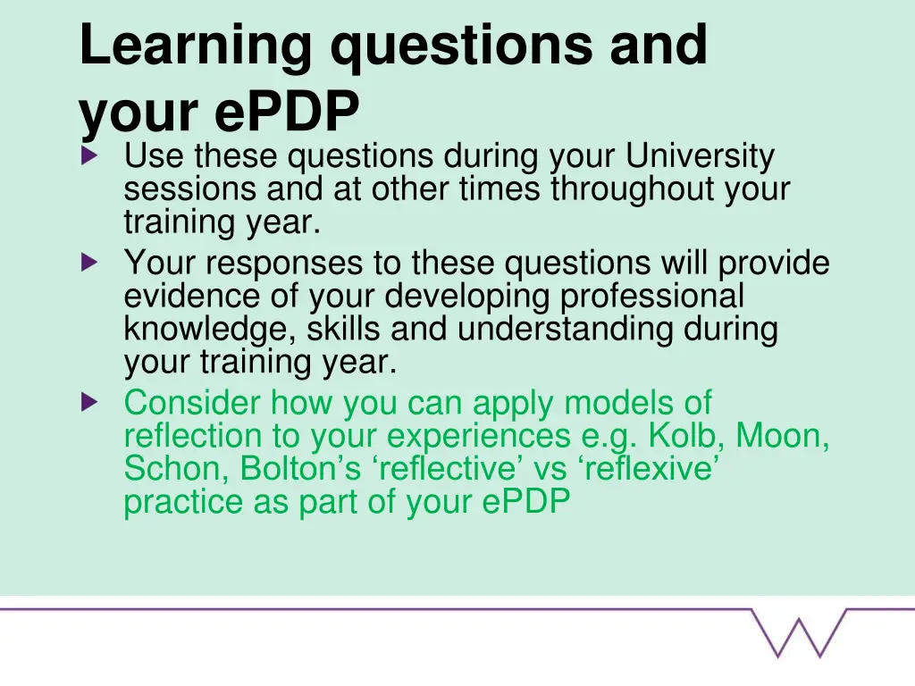 learning questions and your epdp use these