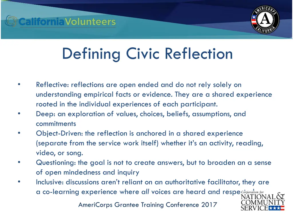 defining civic reflection 1