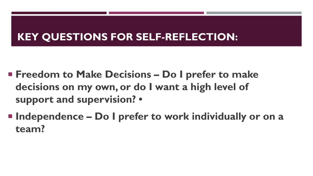 key questions for self reflection 6