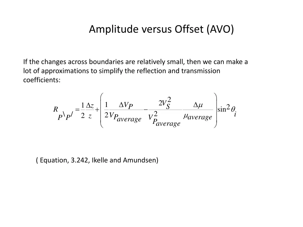 amplitude versus offset avo 1