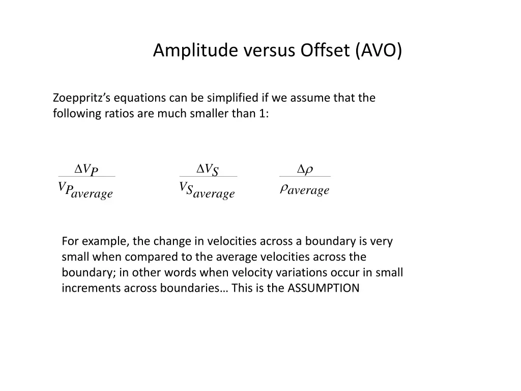 amplitude versus offset avo