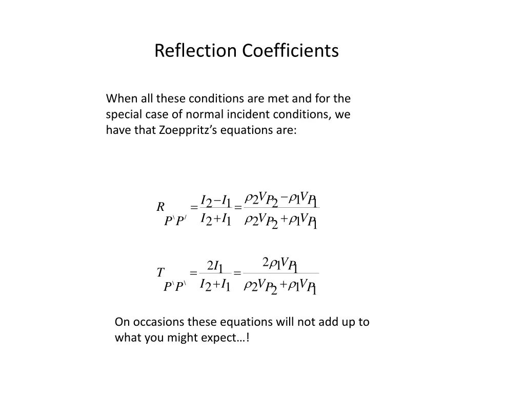 reflection coefficients 2