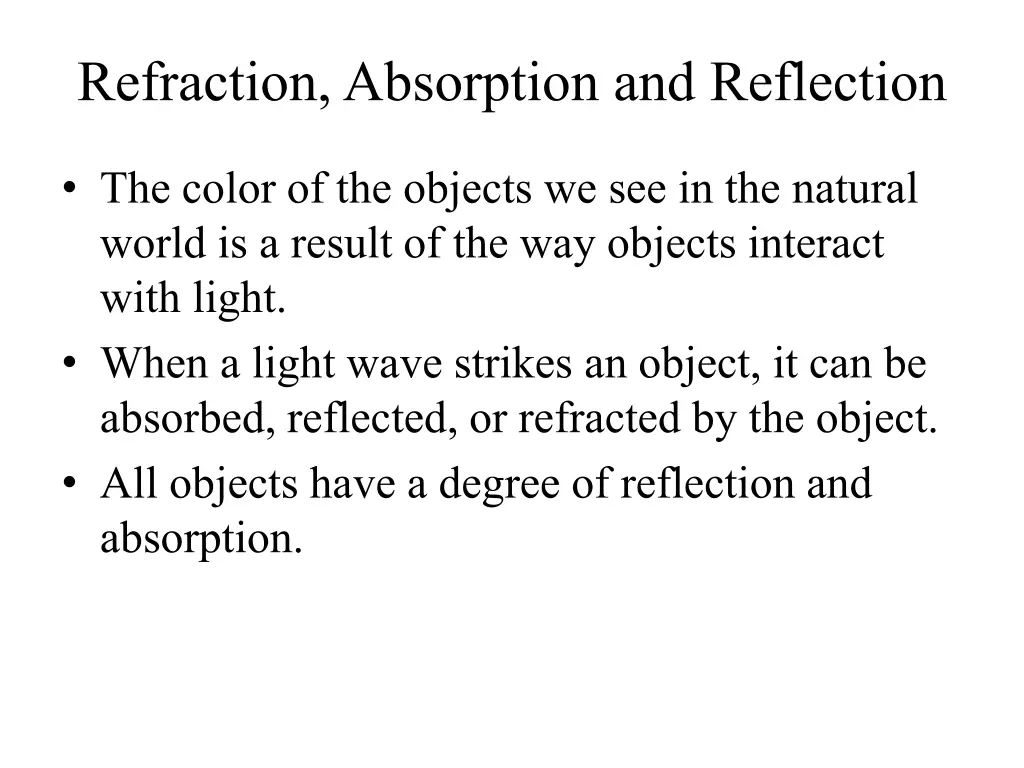 refraction absorption and reflection