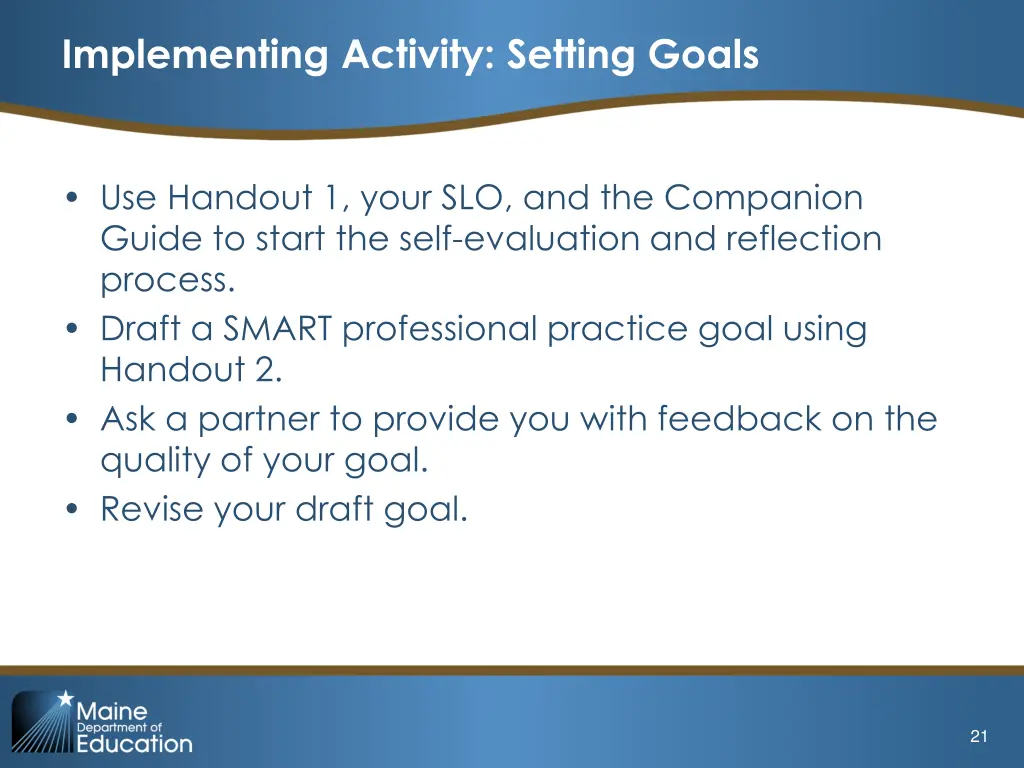 implementing activity setting goals