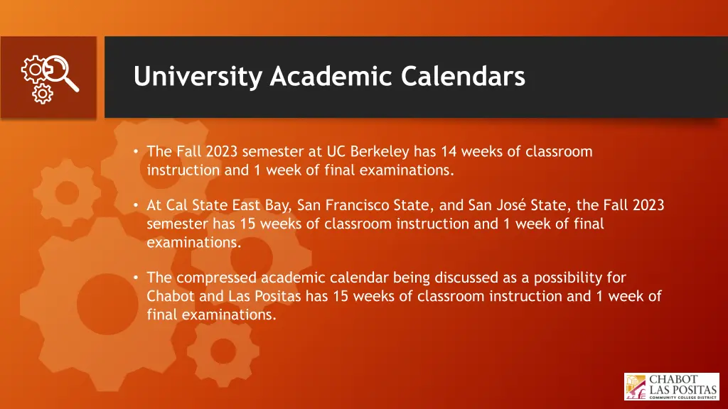 university academic calendars