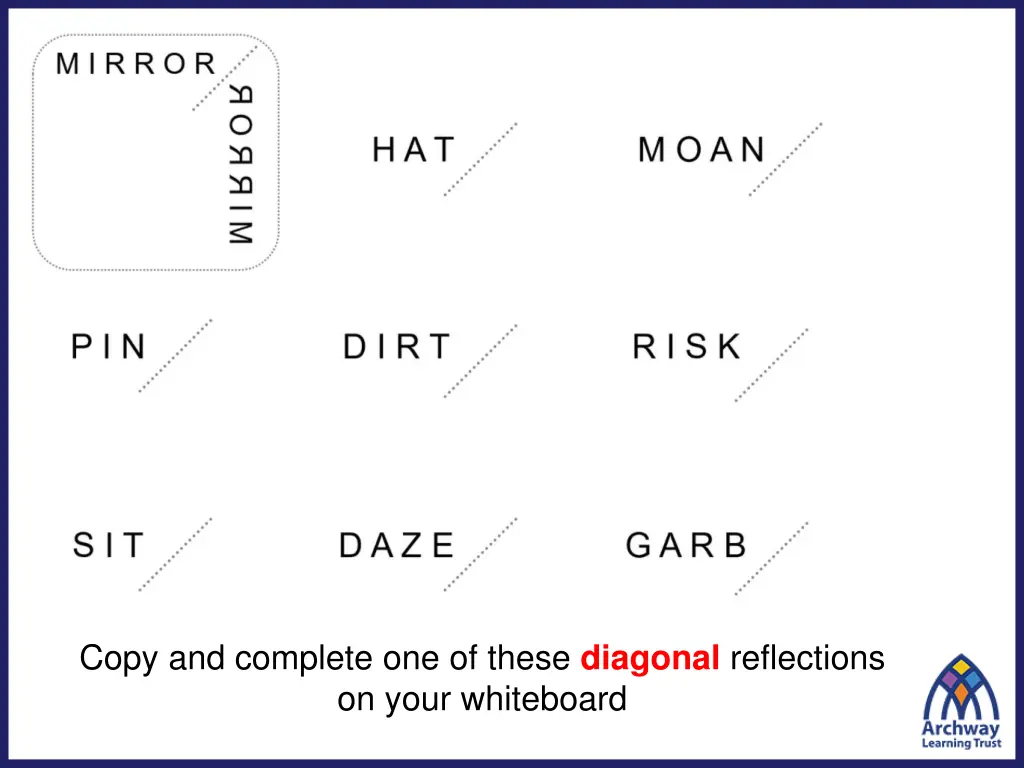 copy and complete one of these diagonal