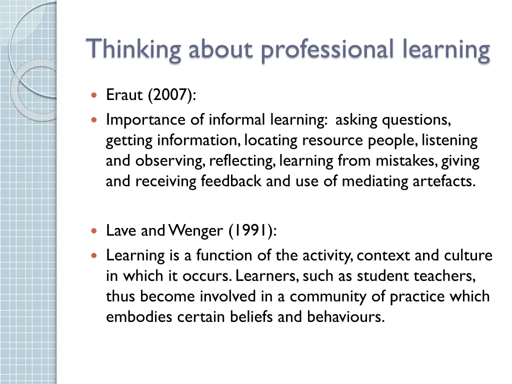 thinking about professional learning