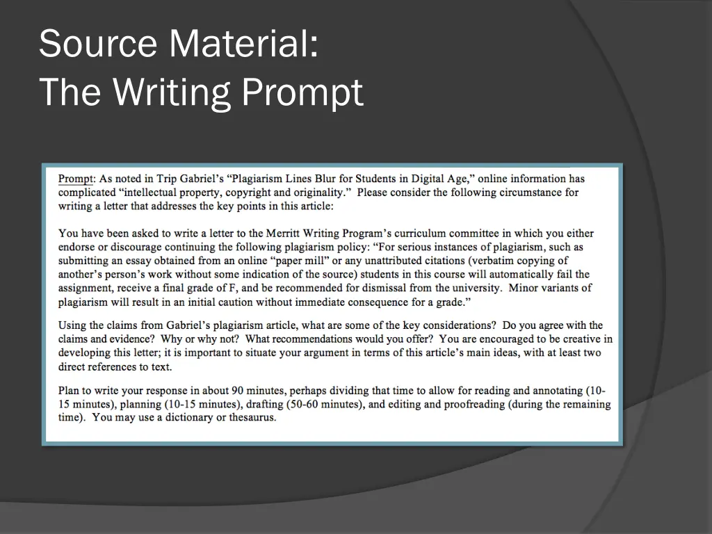 source material the writing prompt