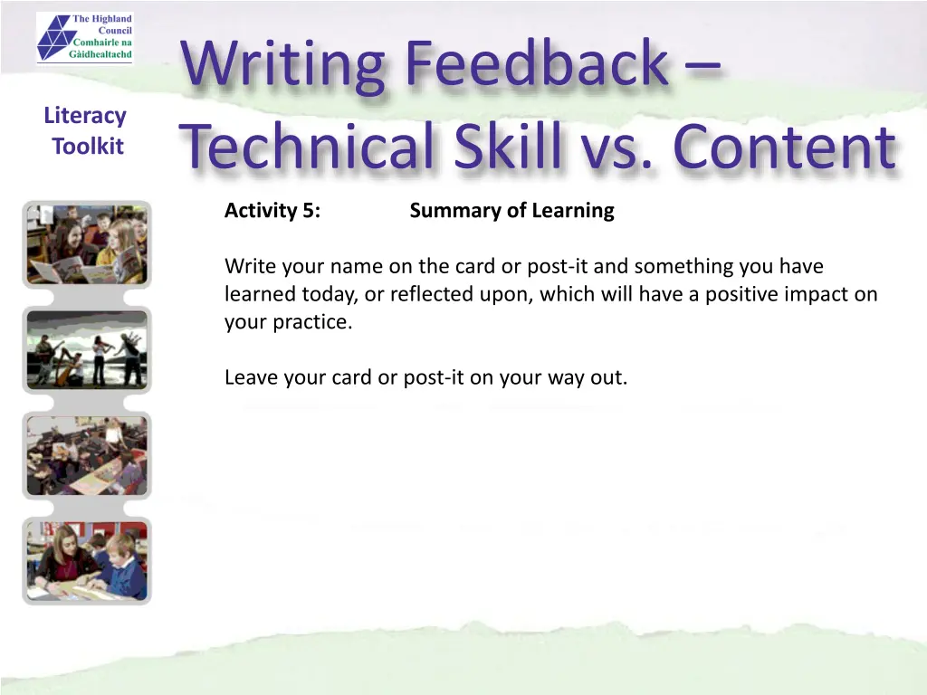 writing feedback technical skill vs content 10