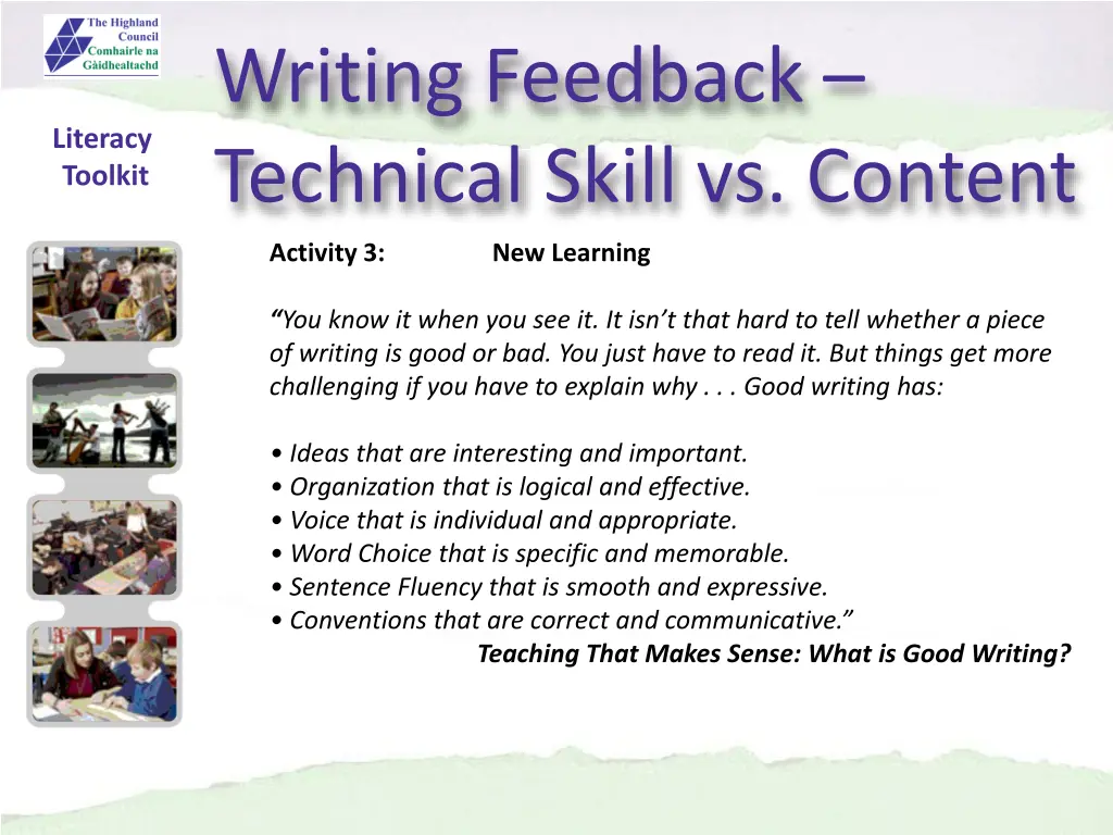 writing feedback technical skill vs content 6