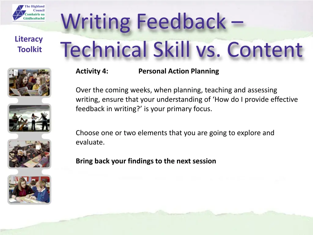 writing feedback technical skill vs content 9