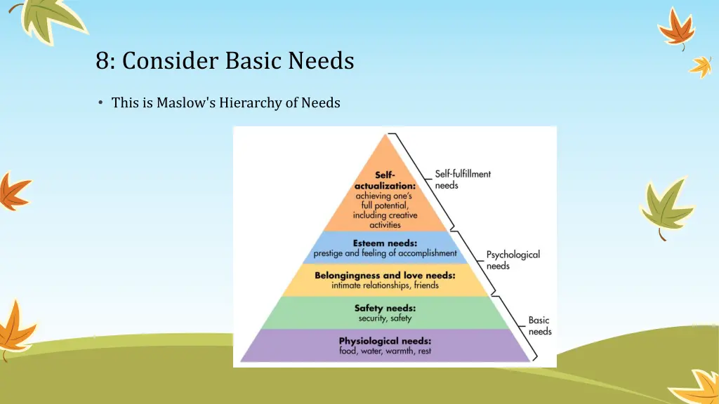 8 consider basic needs