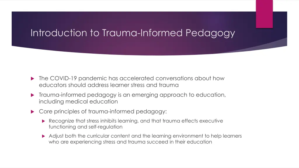 introduction to trauma informed pedagogy