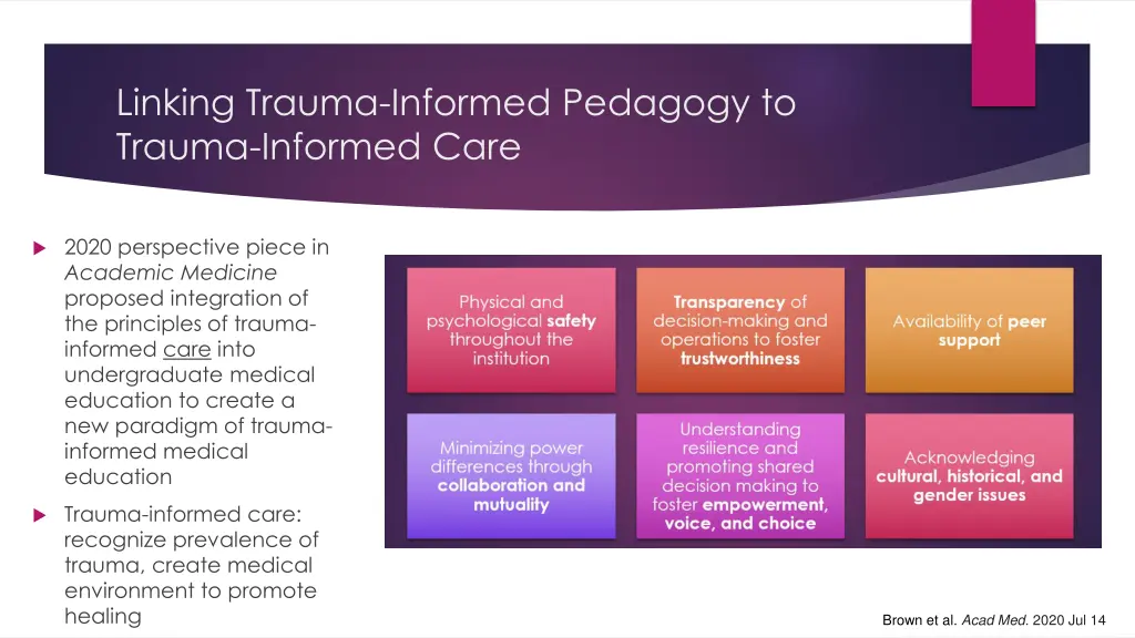 linking trauma informed pedagogy to trauma