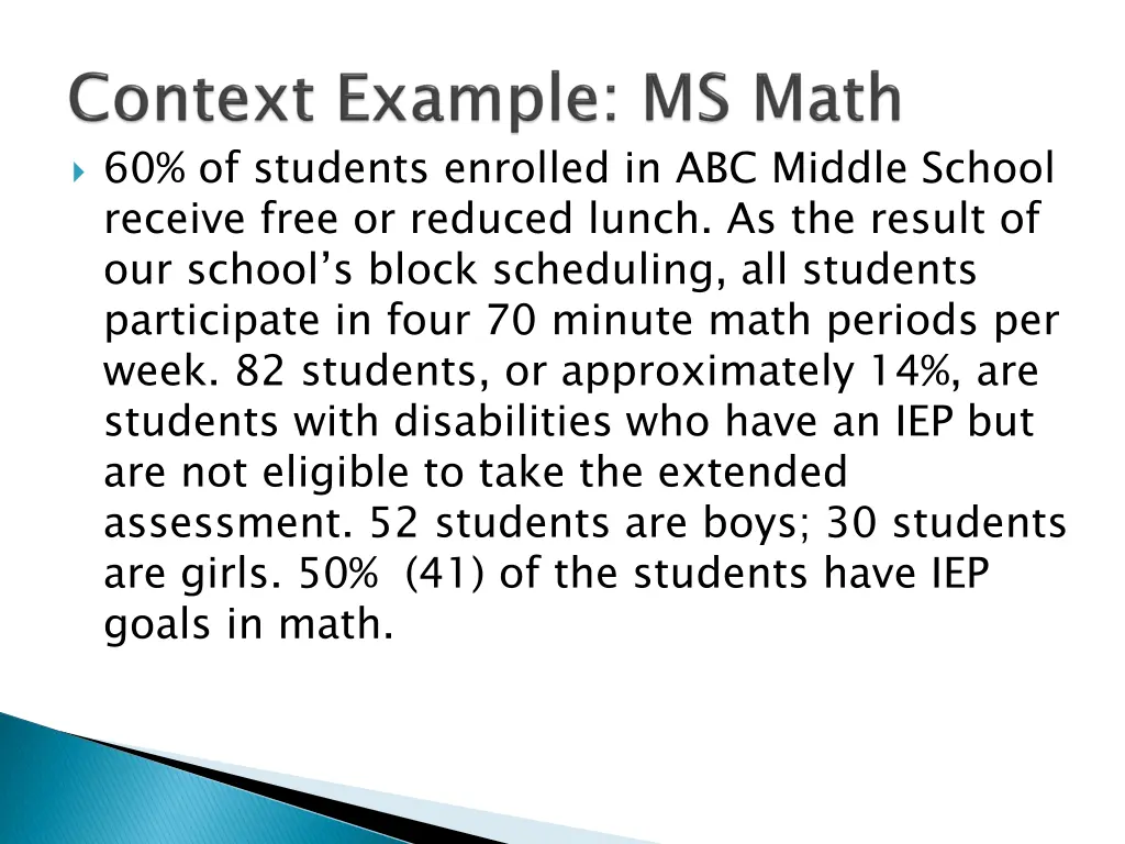 60 of students enrolled in abc middle school