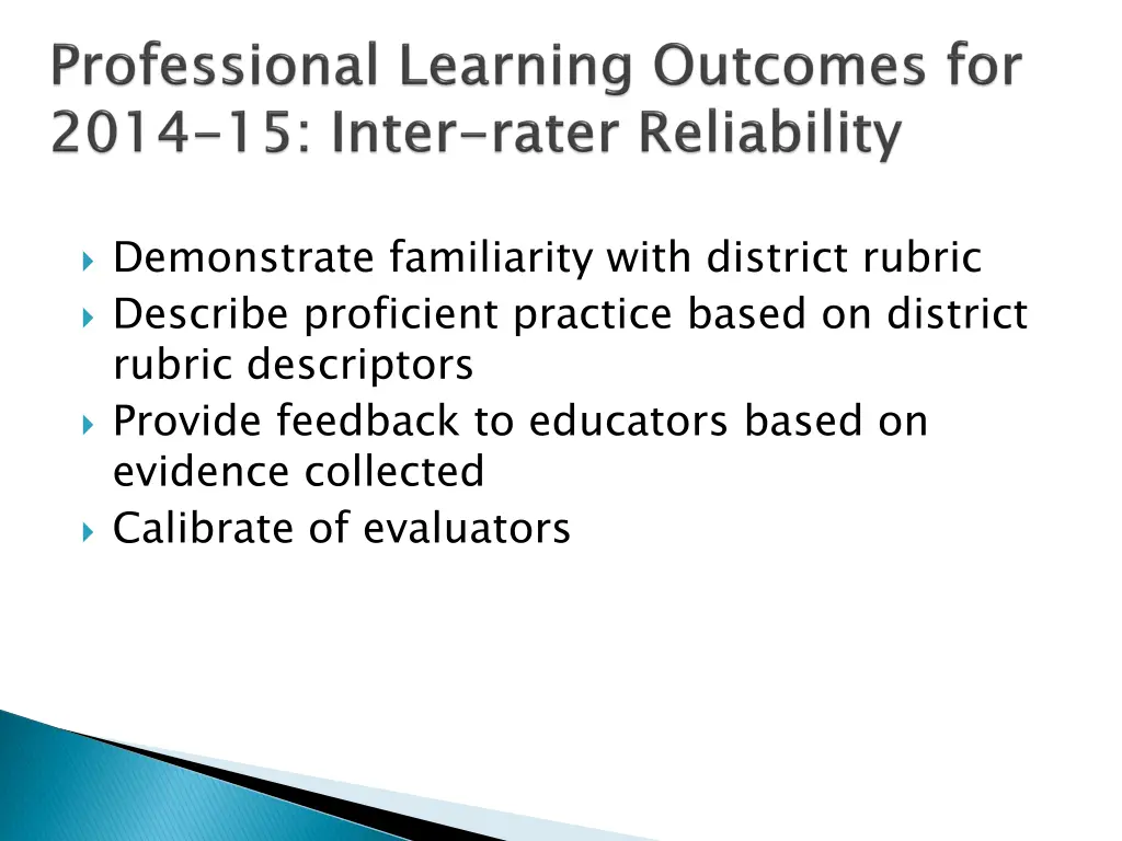 demonstrate familiarity with district rubric